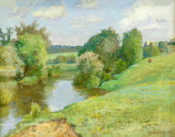 Аликин Орест Константинович. Река Воря. Картон, масло. 40х50. 1985. Звенигородский государственный музей-заповедник.