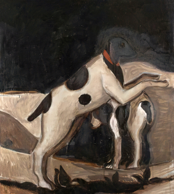 Васнецов Андрей Владимирович. Играющие собаки. Холст, масло. 150х135. 1993. Государственный историко-художественный и литературный Музей-заповедник Абрамцево.