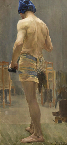 Шафран Марк Лазаревич. Натурщик стоящий. Холст, масло. 142х66. 1907. Научно-исследовательский музей при Российской Академии художеств.