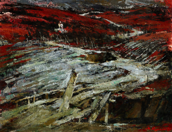 Курилко-Рюмин Михаил Михайлович. Дорога. Картон, темпера. 49,5х64,5. 1966. Государственная Третьяковская галерея.