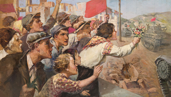Пискарёв Павел Алексеевич. Встреча. Холст, масло. 80х135. 1946. Частное собрание.
