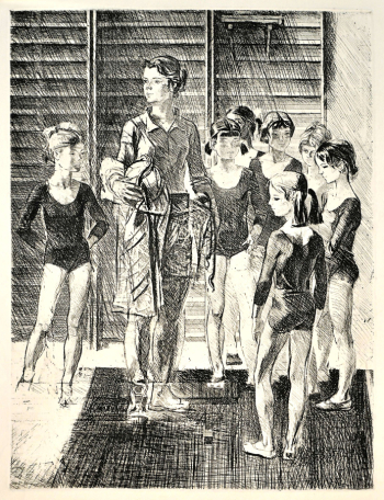 Жмайлов Игорь Иванович. Волейбольная команда. Бумага, офорт. 65х50. 1979. Художественная культура Русского Севера.