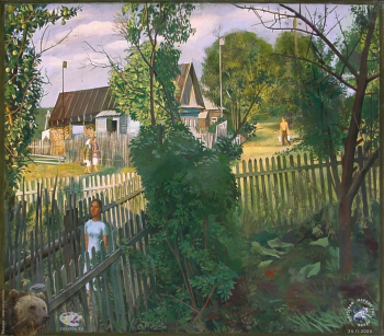Завьялов Николай Николаевич. В деревне Новой. Бумага, темпера. 58х67. 1983. Авторское собрание.