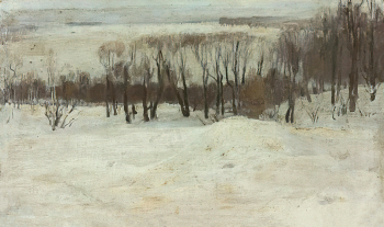 Натальина Ольга Николаевна. Зима. Холст на картоне, масло. 140х100. 1927. Рязанский историко-архитектурный музей-заповедник.