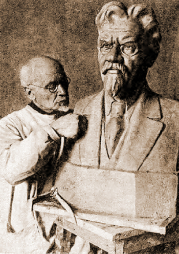 Страж Соломон Наумович работает над бюстом Михаила Калинина. 1930. Журнал `Искусство` (№6, 1934).