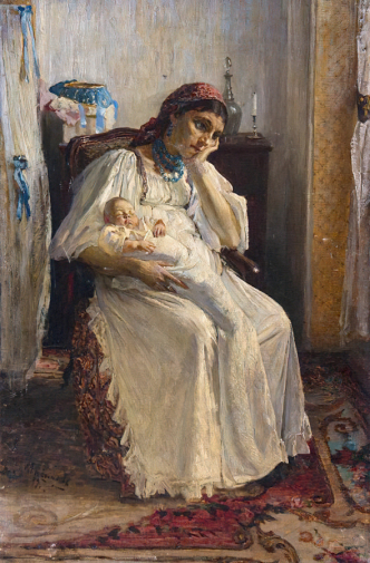Мешков Василий Никитич. Чужой ребёнок. Холст, масло. 64,5х43. 1899. Государственный музейно-выставочный центр РОСИЗО.