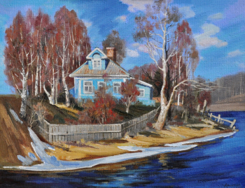Архипова Оксана Владимировна. Ладога. Апрель. Холст, масло. 60х80. 21 век. Сальский музей имени народного художника В.К.Нечитайло.