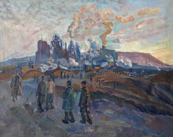 Петров Сергей Иванович. Магнитогорск. Домны. Холст, масло. 80х100. 1932. Магнитогорская картинная галерея.