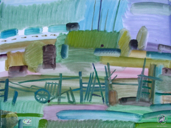 Шапошникова Туйаара Ефимовна. Запах дождя. Бумага, акварель. 57х43. 1999. Авторское собрание.