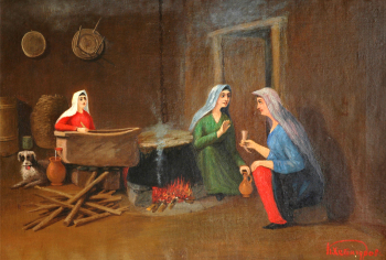 Хетагуров Коста Леванович. В осетинской сакле. Холст, масло. 53х80. 1880. Художественный музей имени Махарбека Туганова.
