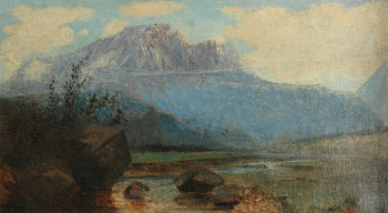 Хетагуров Коста Леванович. Столовая гора. Холст, масло. 16х29. 1880-е. Художественный музей имени Махарбека Туганова.