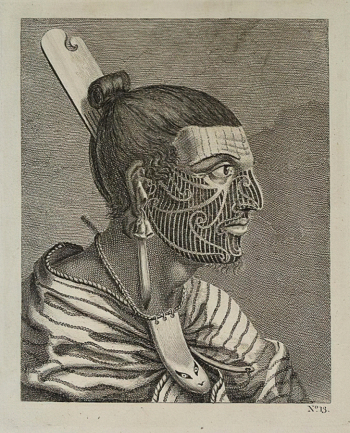 Сидней Паркинсон. Портрет маори. Бумага, офорт. 20,1х16,2. 1770. Государственный музейно-выставочный центр РОСИЗО.