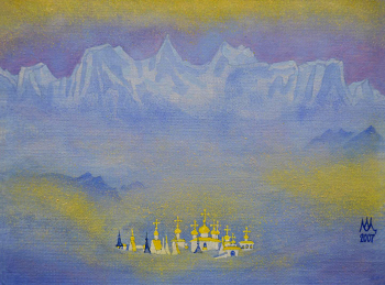 Цесюлевич Леопольд Романович. Китеж-град. Картон, масло. 28,7х37,3. 2007. Государственный музей истории литературы, искусства и культуры Алтая.