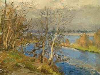 Плещинский Илларион Николаевич. На высоком берегу. Осень. Холст, масло. 19,8х26. 20 век. Государственный музей изобразительных искусств Республики Татарстан.