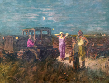 Бортников Николай Фёдорович. Целинные ночи. Холст, масло. 110х140. 1982. Городской историко-художественный музей (Стаханов).