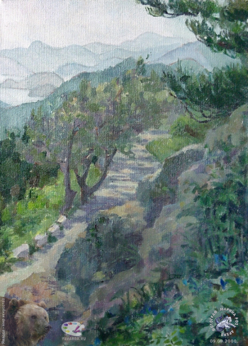 Эвелина Ли. В горах. Холст, масло. 32х20. 1994. Авторское собрание.