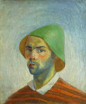 Прошкин Виктор Николаевич. Автопортрет в зелёной шляпе. Холст, масло. 1928. Частное собрание.