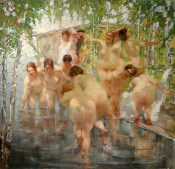 Тихов Виталий Гаврилович. Купальщицы. Холст, масло. 205х215. 1910. Краснодарский краевой художественный музей имени Ф.А.Коваленко.