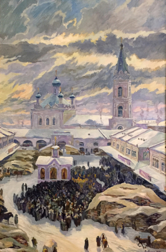 Аникин Владимир Константинович. Открытие Ирбитской ярмарки. Холст, масло. 145х95,5. 1999. Историко-этнографический музей (Ирбит).
