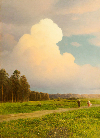 Кондратенко Гавриил Павлович. Сельский пейзаж. Картон, масло. 46,3х34,2. 1870-е. Государственный Русский музей.