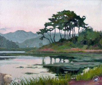 Эвелина Ли. Озеро Джунам. Холст, масло. 40х50. 1994. Авторское собрание.