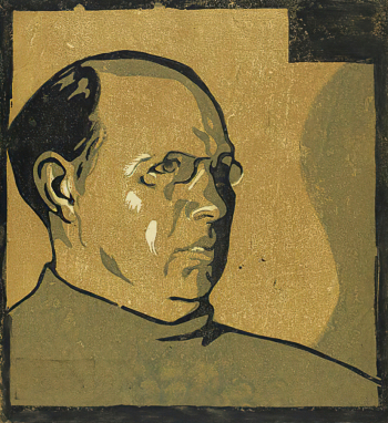 Костенко Константин Евтихиевич. Автопортрет. Бумага, цветная линогравюра. 25,5х23,5. 1923. Государственный музей изобразительных искусств имени А.С.Пушкина.
