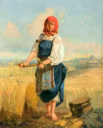 Васнецов Виктор Михайлович. Жница. Холст, масло. 37х28,7. 1867. Тверская областная картинная галерея.