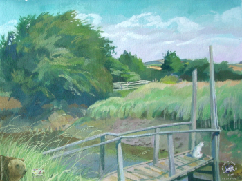 Эвелина Ли. Река Арун. Бумага, гуашь. 22х30. 1999. Авторское собрание.