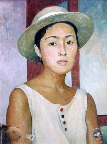 Эвелина Ли. Соломенная шляпа. Холст, масло. 45х30. 1995. Авторское собрание.