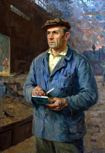 Булгаков Василий Иванович. Портрет товарища Удода. Холст, масло. 119,3х83,1. 1949. Ростовский областной музей изобразительных искусств.