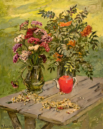 Булгакова Матильда Михайловна. В саду. Холст, масло. 100х73. 1960-е. Челябинский государственный музей изобразительных искусств.