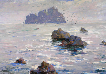Булгакова Матильда Михайловна. Море. Картон, масло. 49,3х70. Вторая половина 20 века. Историко-этнографический музей-заповедник Шушенское.