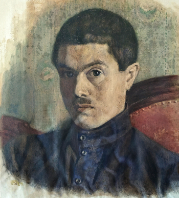 Климентов Михаил Иванович. Автопортрет. Бумага, гуашь. 22,5х19. 1924. Кораблинский краеведческий музей.