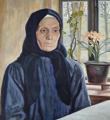 Климентов Михаил Иванович. Портрет матери. Бумага, гуашь. 59,5х50. 1922. Кораблинский краеведческий музей.