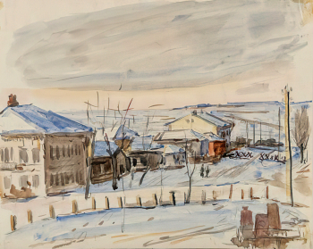 Антонов Фёдор Васильевич. Сухиничи. Бумага, акварель. 35х45,3. 1940-е. Государственный музейно-выставочный центр РОСИЗО.