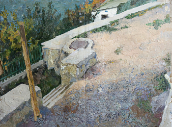 Пурыгин Валентин Захарович. Ступеньки, люк. Картон, масло. 68,5х49,2. 1960-е. Самарский областной художественный музей.