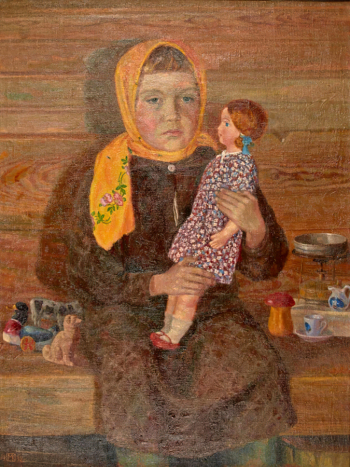 Климентов Михаил Иванович. Девочка с игрушками. Холст, масло. 71х53,5. 1938. Собрание семьи художника.