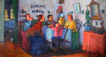 Любимов Николай Николаевич. Мещанки. Холст, масло. 75,5х142,5. 1934. Астраханская государственная картинная галерея имени П.М.Догадина.