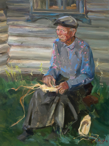 Швецова Ольга Леонидовна. Лаптевяз. Старожил села Тарханы. Холст, масло. 60х45. 2022. Елабужский государственный историко-архитектурный и художественный музей-заповедник.
