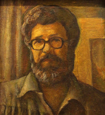 Мызников Геннадий Сергеевич. Автопортрет. Картон, масло. 55х45. 1986. Орехово-Зуевский городской историко-краеведческий музей.