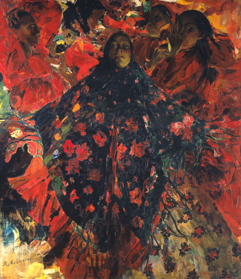 Малявин Филипп Андреевич. Бабы (Зелёная шаль). Холст, масло. 231,7х203,3. 1914. Государственная Третьяковская галерея.
