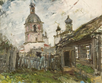Деблер Александр Адольфович. Переяславль-Залесский. Церковь. Этюд. Холст, масло. 50х59,7. 1958. Научно-исследовательский музей при Российской Академии художеств.