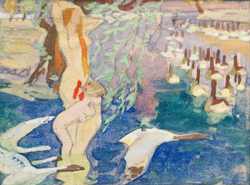 Вакс Борис (Бенцион) Иосифович. Купальщицы. Эскиз. Бумага, смешанная техника. 22х29. 1973. Самарский областной художественный музей.