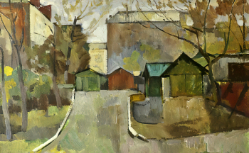 Вакс Борис (Бенцион) Иосифович. У нас во дворе. Картон, масло. 50х80. 1971. Тольяттинский художественный музей.