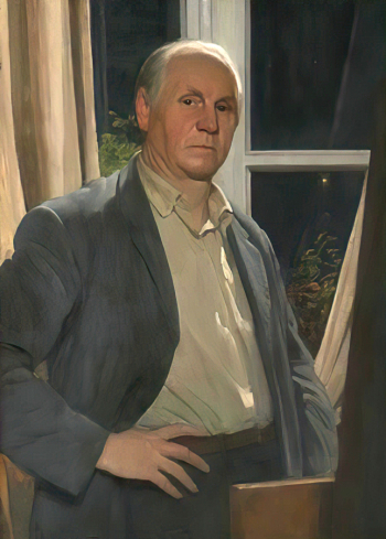 Соломин Николай Константинович. Автопортрет. Картон, масло. 90х62. 1979. Государственный музейно-выставочный центр РОСИЗО.