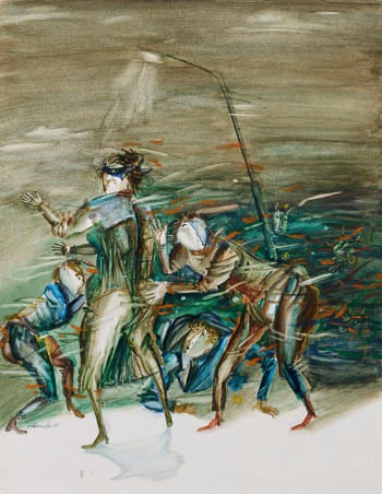 Филоненко Юрий Николаевич. Жмурки. Бумага, акварель. 28х21,1. 1981. Государственный художественный музей Алтайского края.