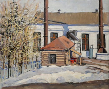 Кутуков Борис Леонидович. Кочегарка. Этюд. Холст, масло. 50х61. 1950-е. Томский областной краеведческий музей имени Михаила Бонифатьевича Шатилова.