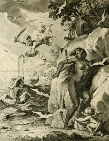 Абрахам Ван Дипенбек. Персей спасает Андромеду. Бумага, гравюра. 1655. Исследовательский институт Гетти.