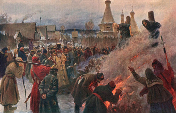 Мясоедов Пётр Евгеньевич. Сожжение протопопа Аввакума. Холст, масло. 302х458. 1897. Государственный музей истории религии.