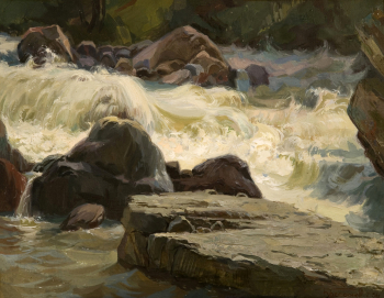 Бессонов Борис Николаевич. Поток. Река Теберда. Холст, масло. 63х83. 20 век. Ставропольский краевой музей изобразительных искусств.